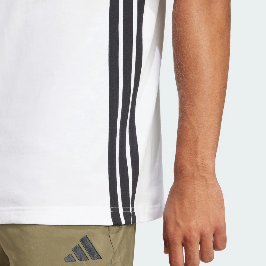 Футболка спортивная с принтом Sportswear JE6388 Essentials 3-Stripes Single Jersey Tee adidas, Черно-белый — фото 4