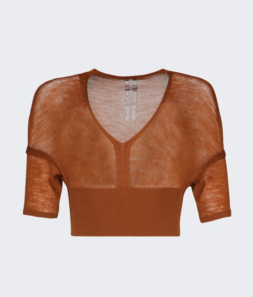 

Топ Rick Owens Maglia Short-Sleeve V, коричневый