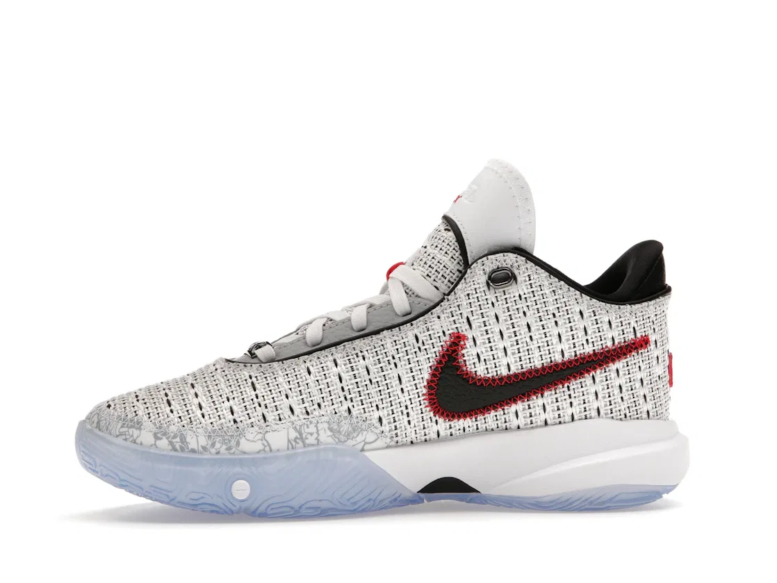 Детские кроссовки для мальчиков баскетбольные Nike LeBron 20, White/Metallic Gold/Black/University Red/Wolf Grey — фото 3
