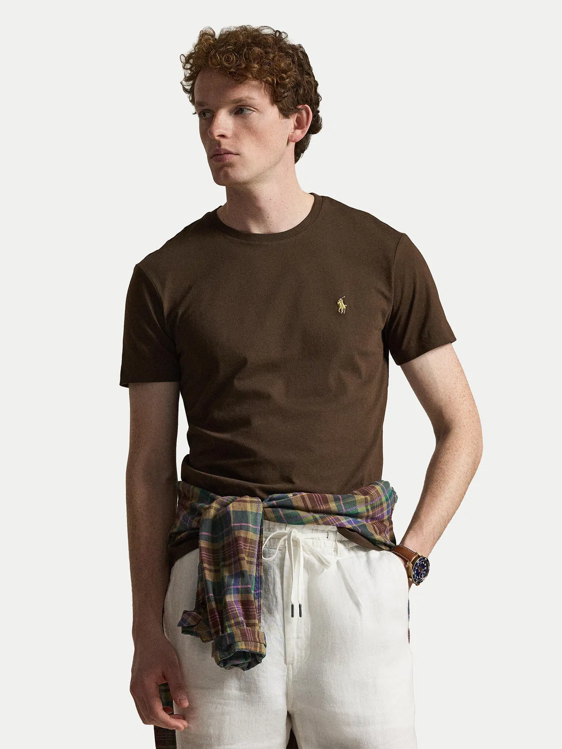 Мужская футболка приталенного кроя Polo Ralph Lauren, темно-коричневый