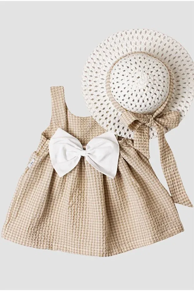 Детское платье для девочек с принтом Chicsy Baby, Beige — фото 2