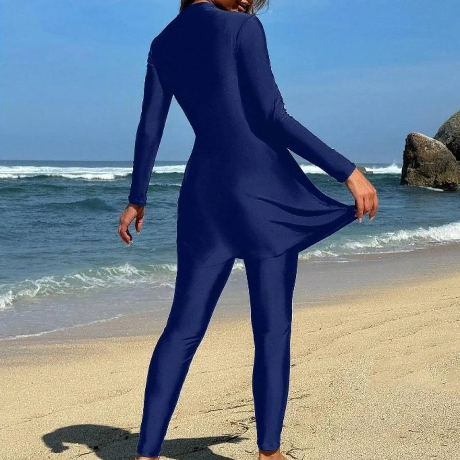Женский купальный костюм с контролем живота Athletic Swimsuit, Navy — фото 3