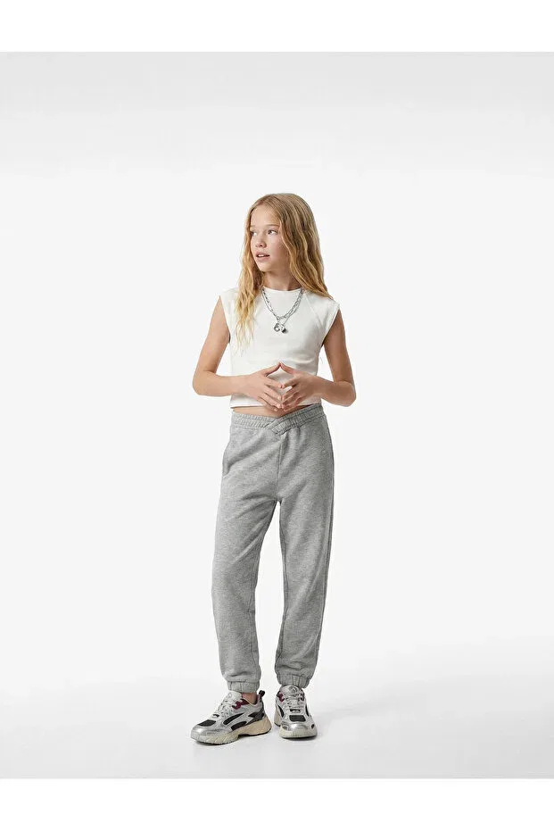 Детские спортивные штаны для девочек с эластичным поясом Koton, Gray Melange — фото 3