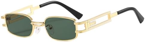 

Металлические прямоугольные солнцезащитные очки для женщин в стиле стимпанк, мужские ретро-очки в стиле панк, очки с защитой от УФ-излучения UV400 для вождения MTZJH, C4gold-green