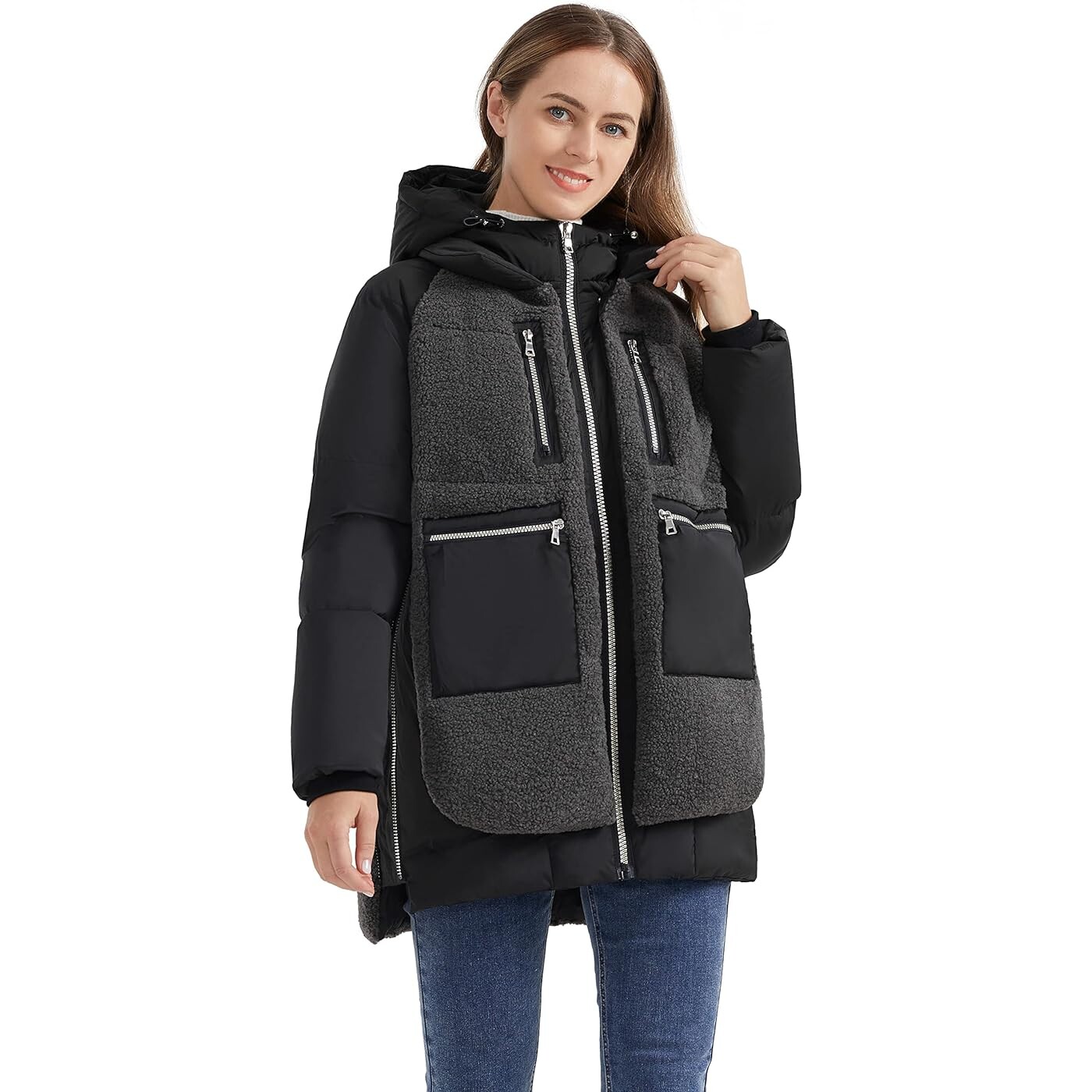 

Пуховик Orolay Women's Short Hooded Stand Collar Winter, черный