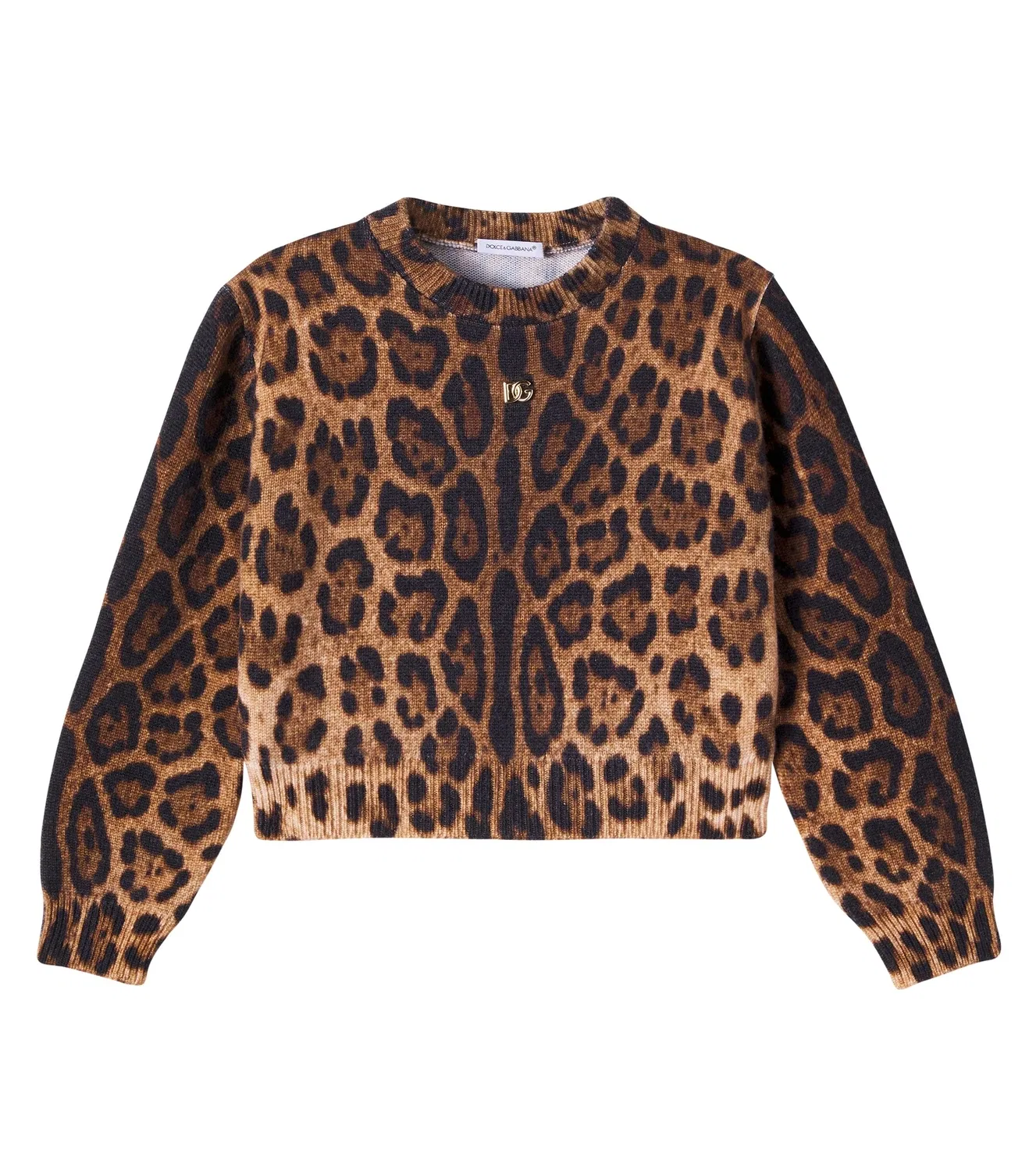 Свитер с леопардовым принтом Dolce&Gabbana Kids, коричневый