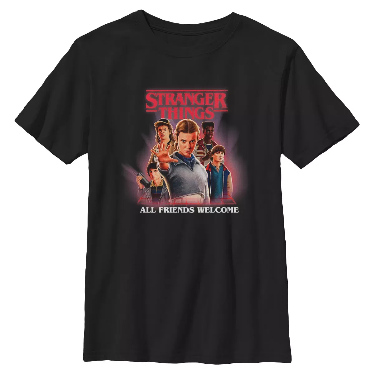 Детская футболка с принтом Stranger Things All Friends Welcome Classic Logo, Черный