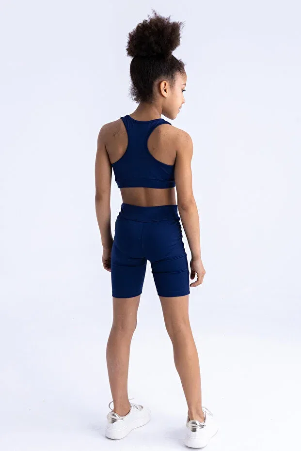Детские леггинсы для девочек скинни Nancy Neon Biker Tights Colorinas, Navy Blue — фото 3