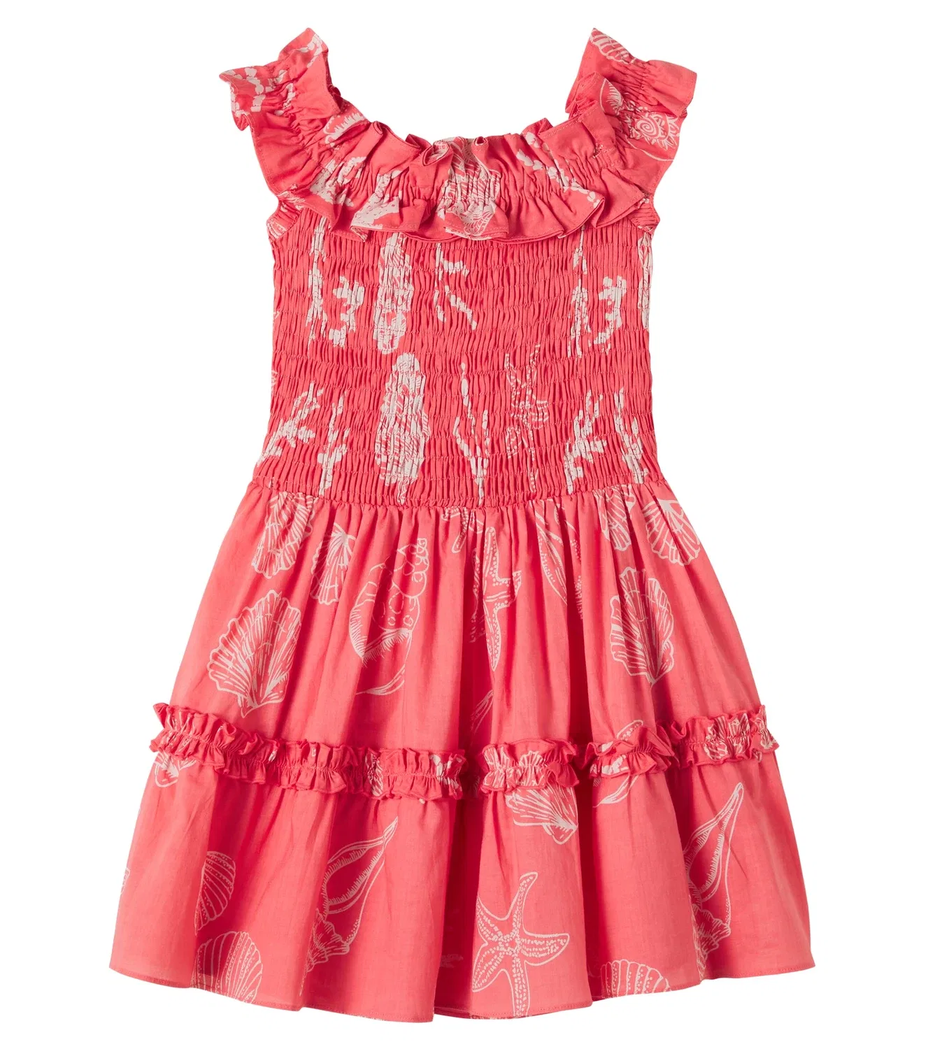 Платье хлопковое с набивным рисунком Amber Poupette St Barth Kids, розовый