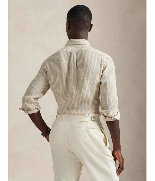 Мужская рубашка из льна Polo Ralph Lauren, бежевый — фото 3