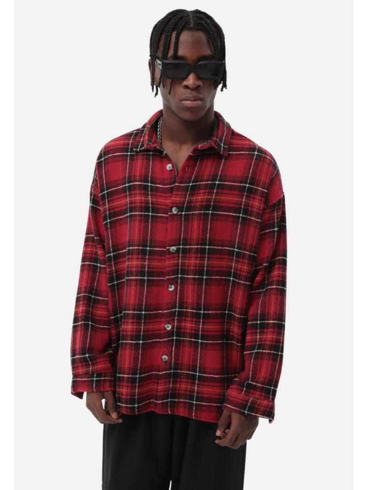 

COFI 1453 Фланелевая рубашка, клетчатая рубашка, рубашка лесоруба в красно-черных тонах