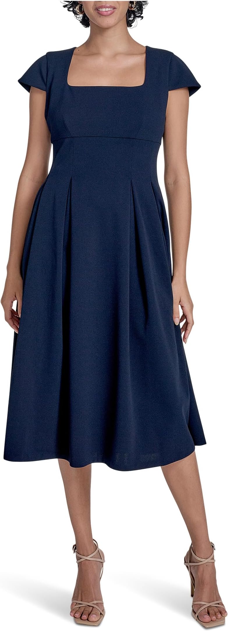

Платье Calvin Klein Square Neck Pleated Aline, цвет Indigo