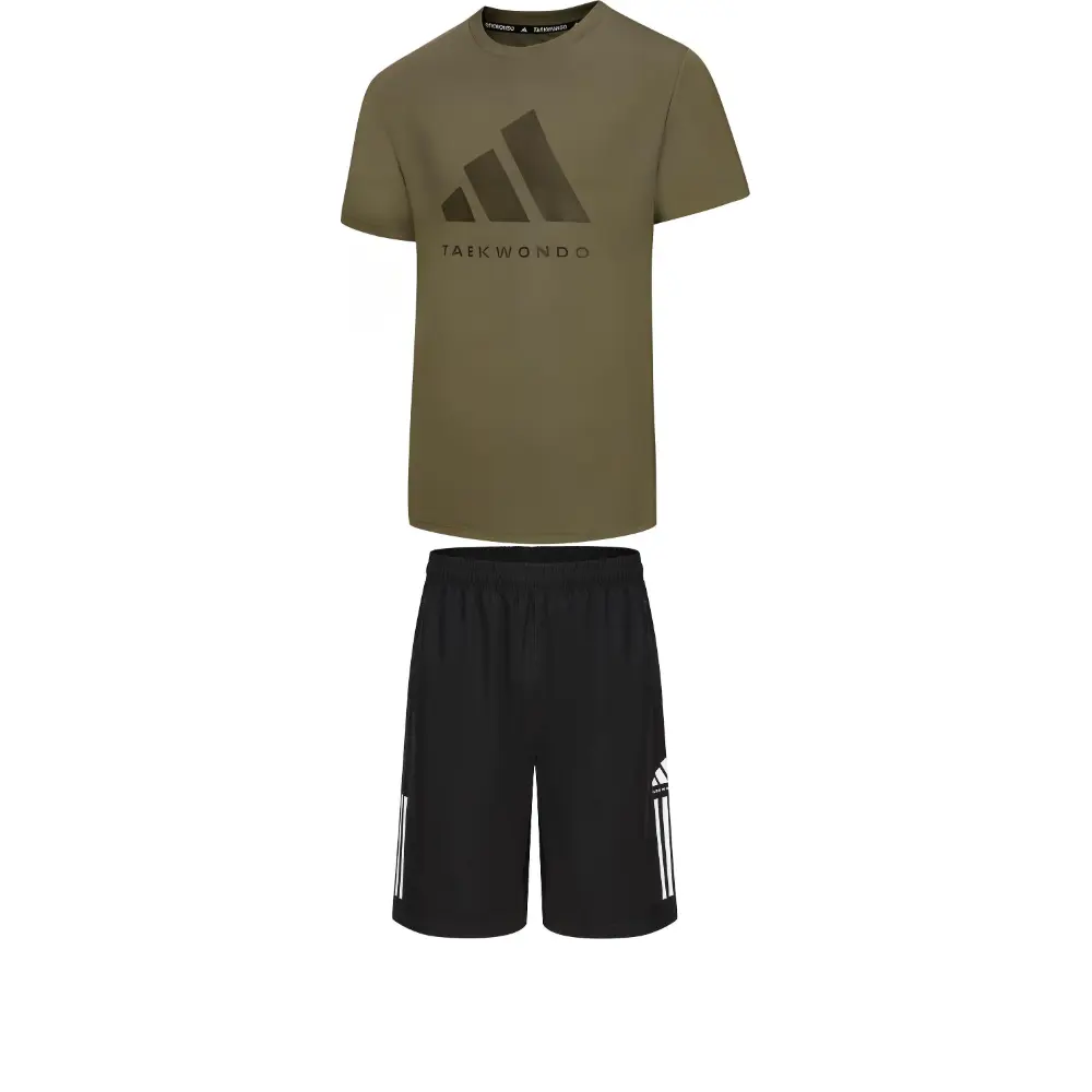 

Adidas Мужской спортивный костюм Taekwondo Casual: зеленая футболка с коротким рукавом + черные шорты