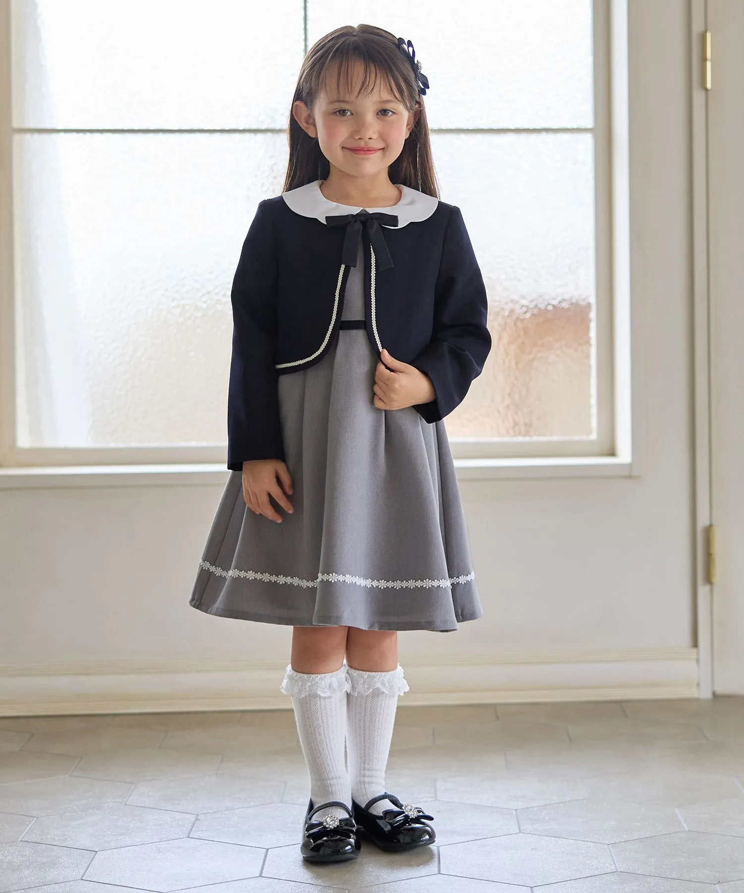 Детское платье с воротником и безворотниковый болеро ANY KIDS CEREMONY COLLECTION 2026 синие — фото 3