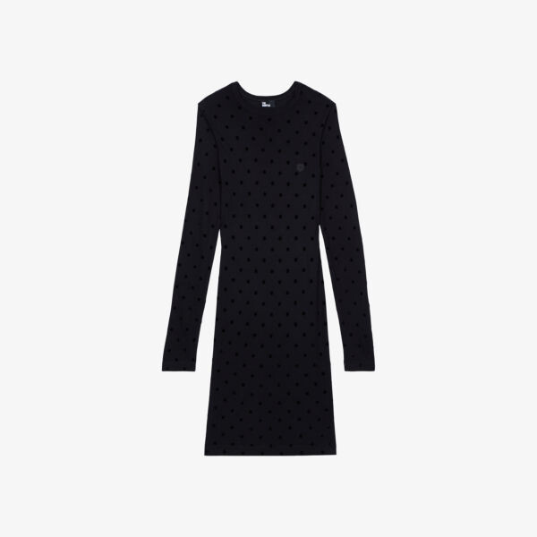 

Мини-Платье из джерси с круглым вырезом и принтом в горошек The Kooples, черный