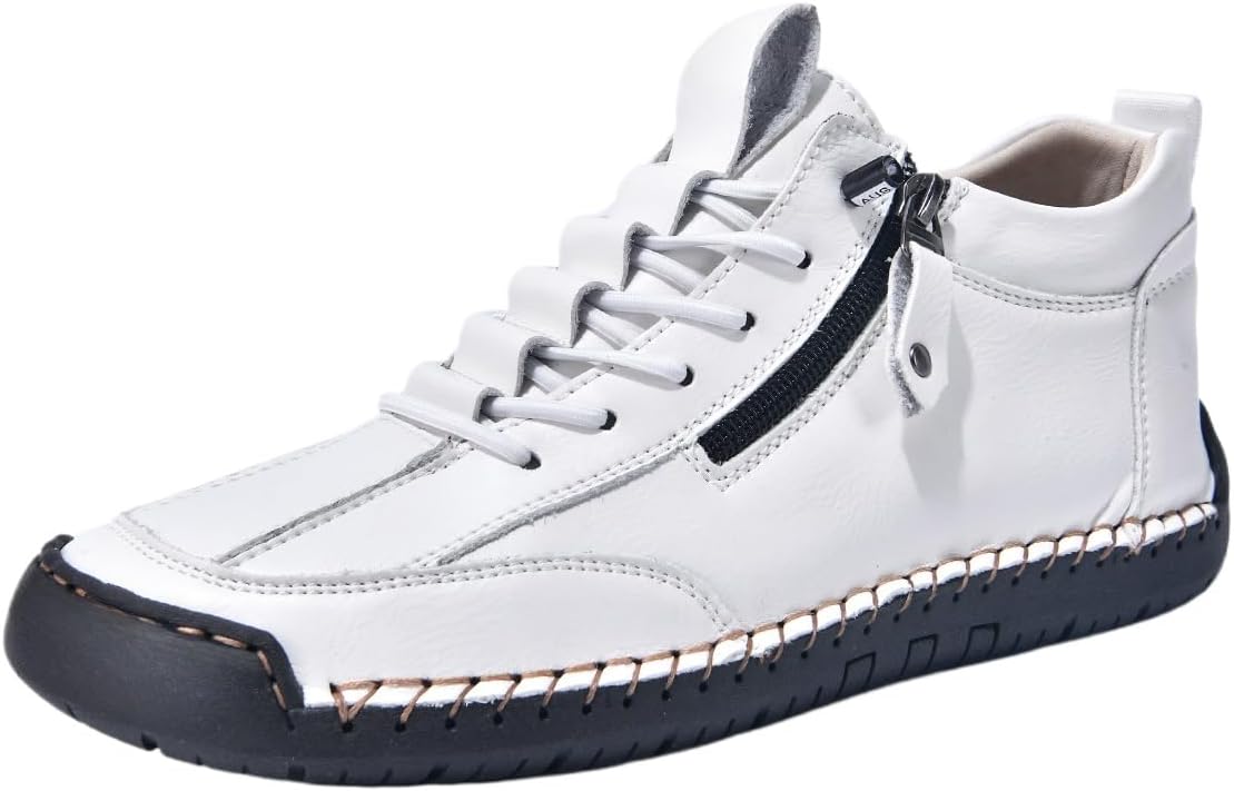 

Мужские повседневные кожаные туфли-ботинки на щиколотку Чукка, ручная работа, с боковой молнией, средние, слипоны, лоферы, модные, легкие, для ходьбы и вождения, высокие ботинки Hhhchpm, белый