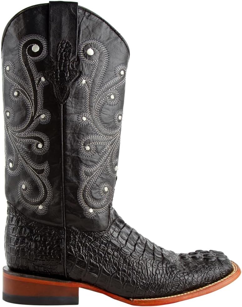 

Мужские повседневные ботинки Ferrini Italia Stampede с квадратным носком и крокодиловым принтом, средний голень - черные, черный