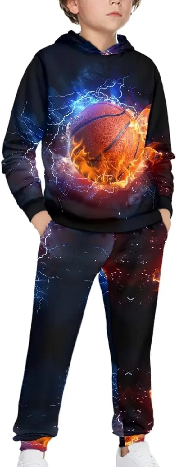 Детский спортивный костюм с принтом Fire Basketball, Yuuxorilu, из 2 предметов, Fire Basketball With Lightning Printedd — фото 3