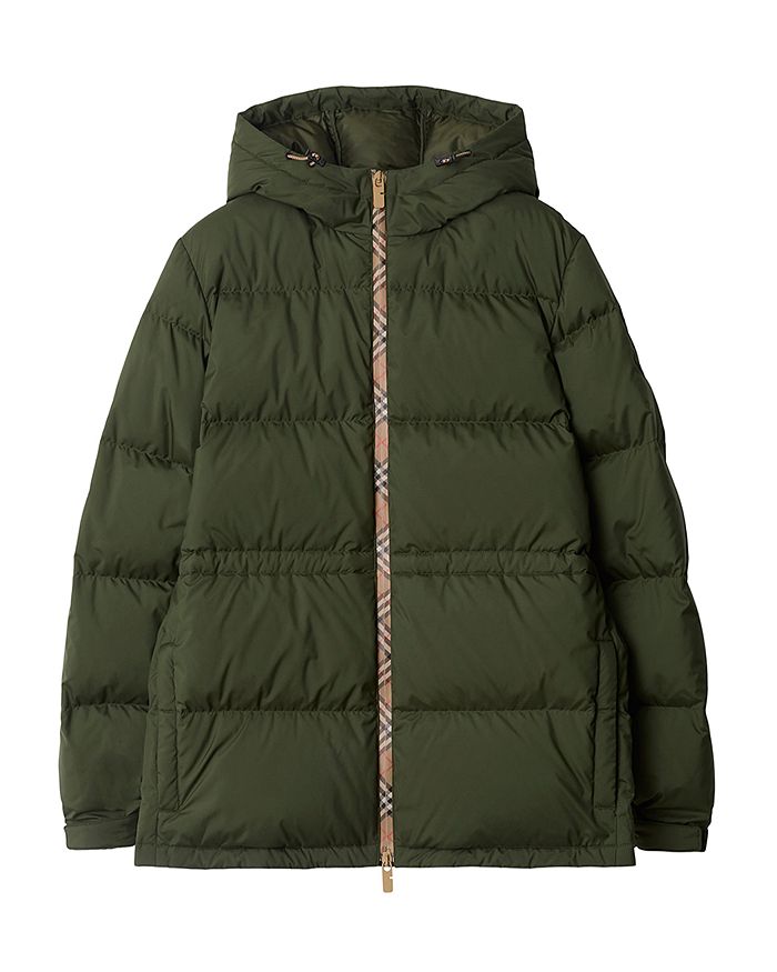 

Утепленная худи-пуховик Check Trim Burberry, зеленый