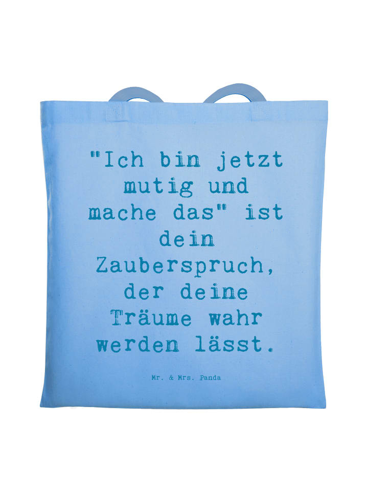 

Сумка Mr. & Mrs. Panda Tragetasche Spruch Mutig zu sich selbst stehen ..., небесно-синий
