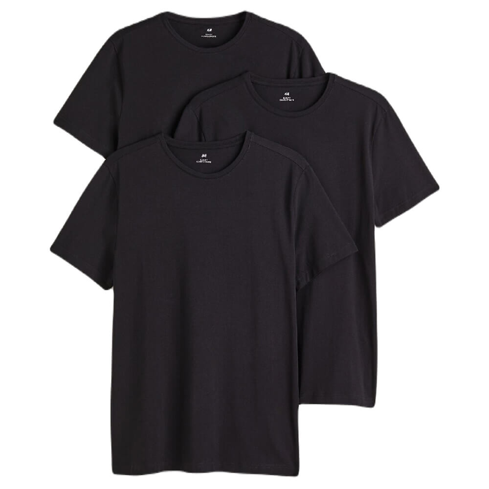 

Комплект футболок H&M Slim Fit, 3 предмета, черный