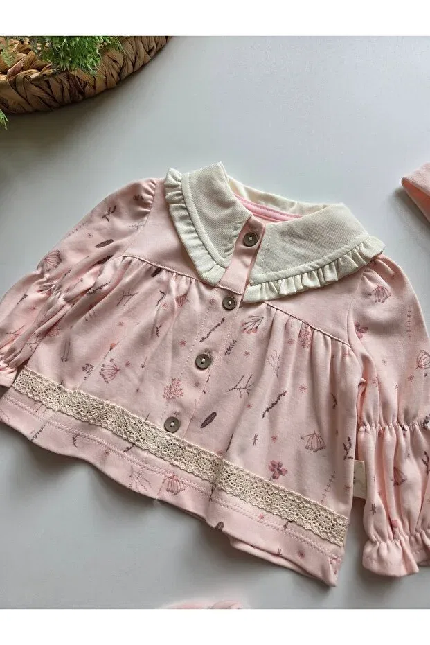 Детский комплект для новорожденных девочек хлопковый Basics Gizakids, Salmon-Cream — фото 3