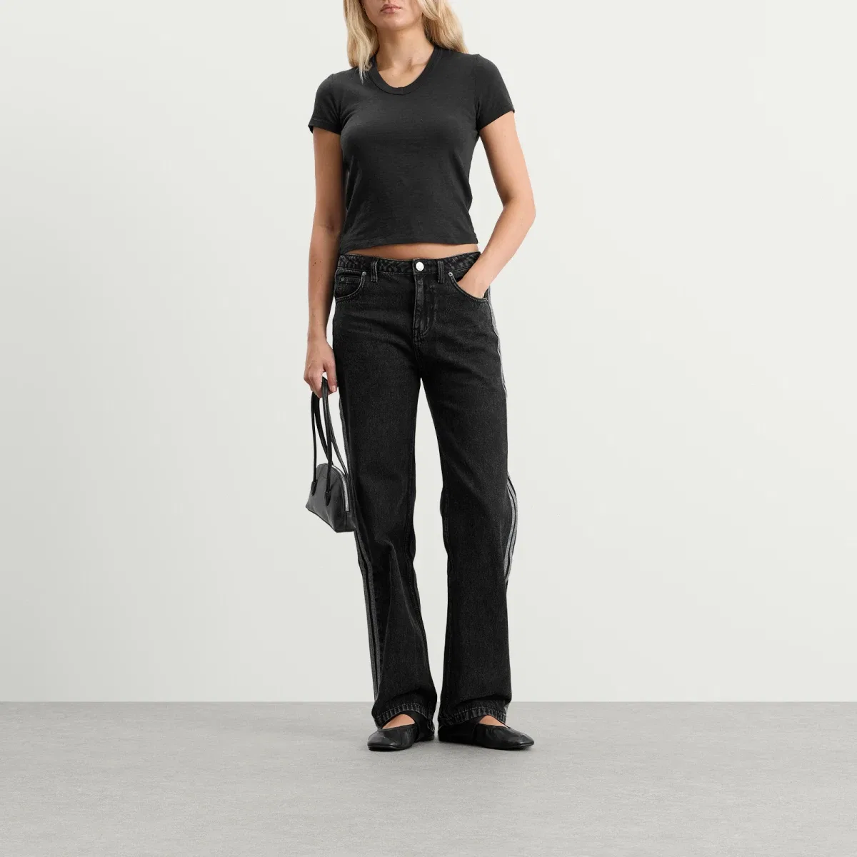 Женские спортивные брюки из денима Firebird Track Pant Adidas, True Black Denim — фото 4