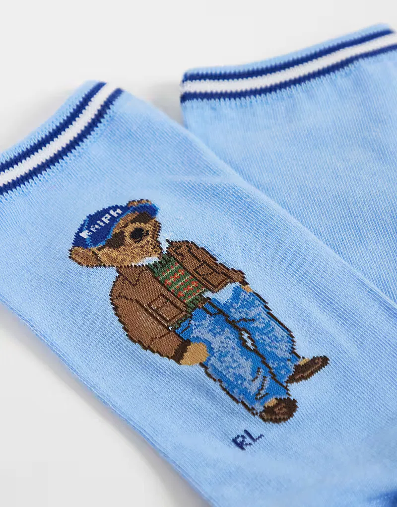 Носки с логотипом Polo Ralph Lauren в виде медведя, синие — фото 2