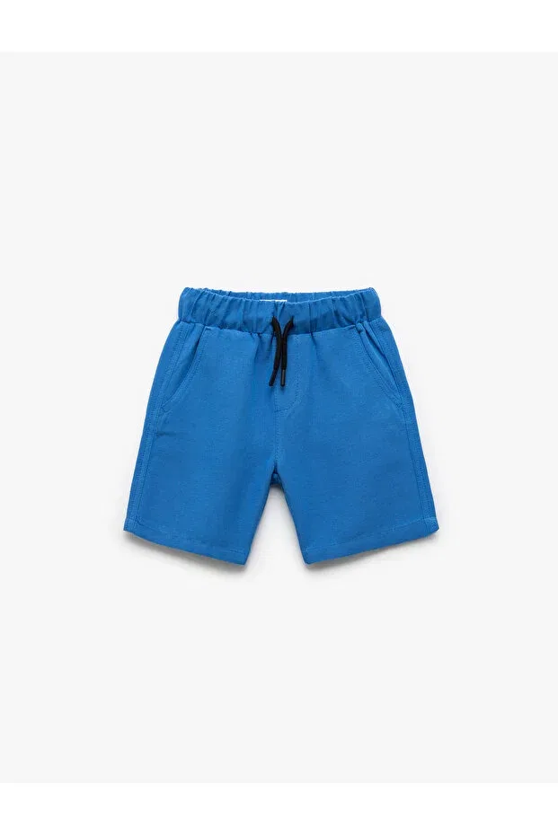 Детские шорты для мальчиков льняные Basic linen shorts with tie waist and pockets Koton, Saks Blue