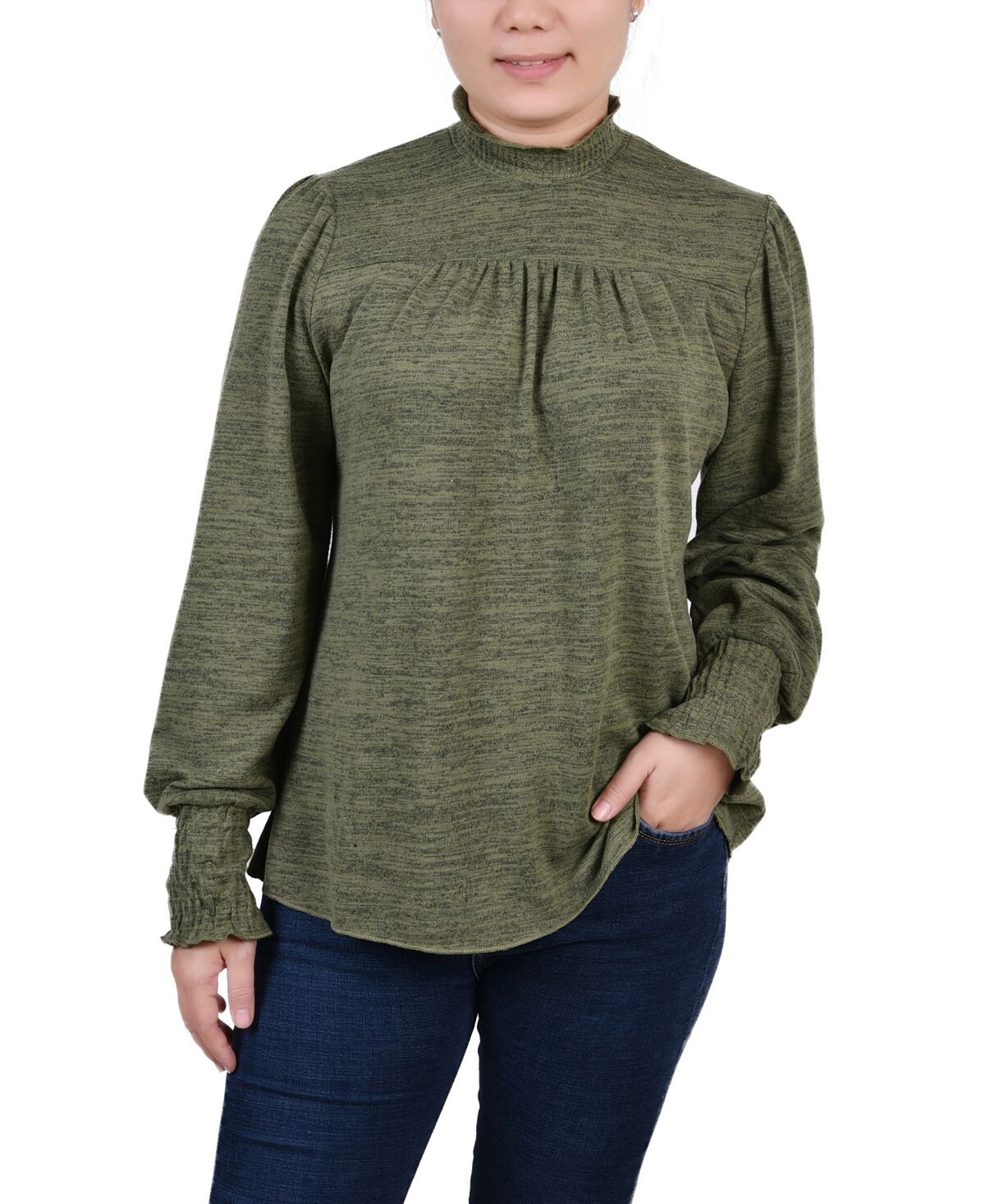 

Миниатюрный топ с длинными рукавами и сборками NY Collection