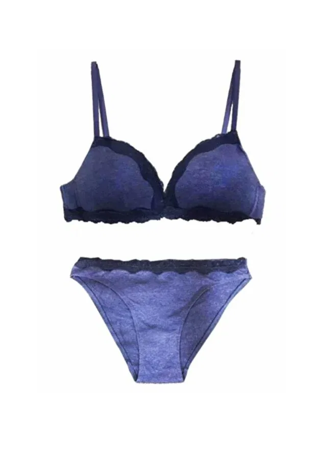 Детский комплект белья для девочек с принтом Training bra and panty set for girls Çebi Çamaşırları, Blue