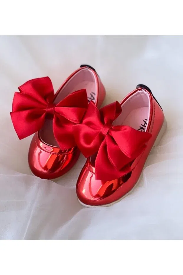 Детские балетки для девочек с бантом Candy ballerina Patik Ayakkabı, Red