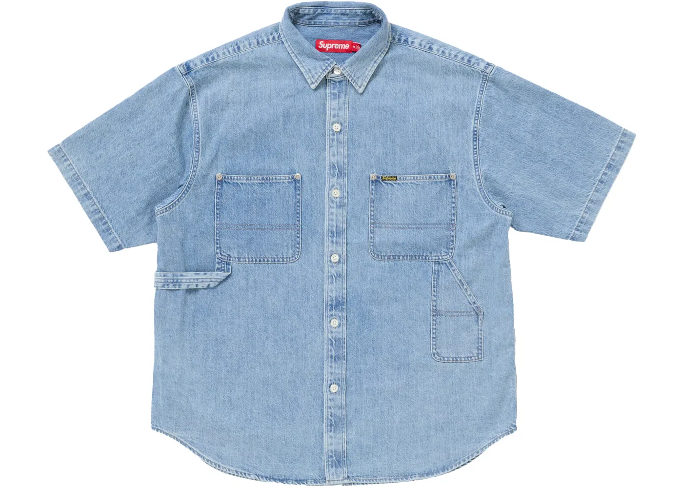 Мужская рубашка джинсовая с коротким рукавом Supreme Shirt (SS25), Denim