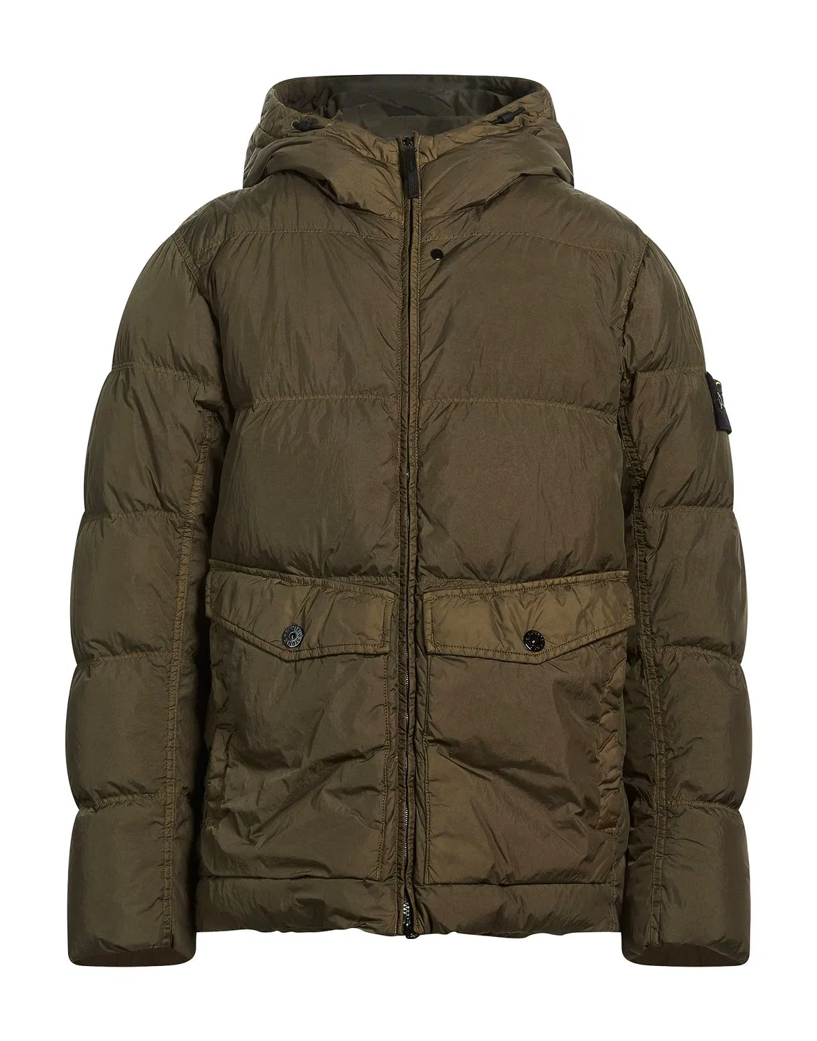 Мужская пуховая куртка с капюшоном Stone Island, темно-зеленый