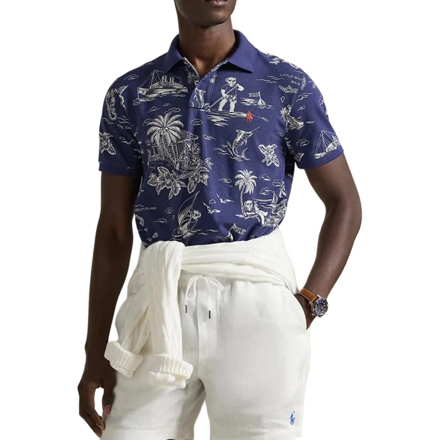 Мужское поло Slim Fit Polo Ralph Lauren, Blue — фото 4