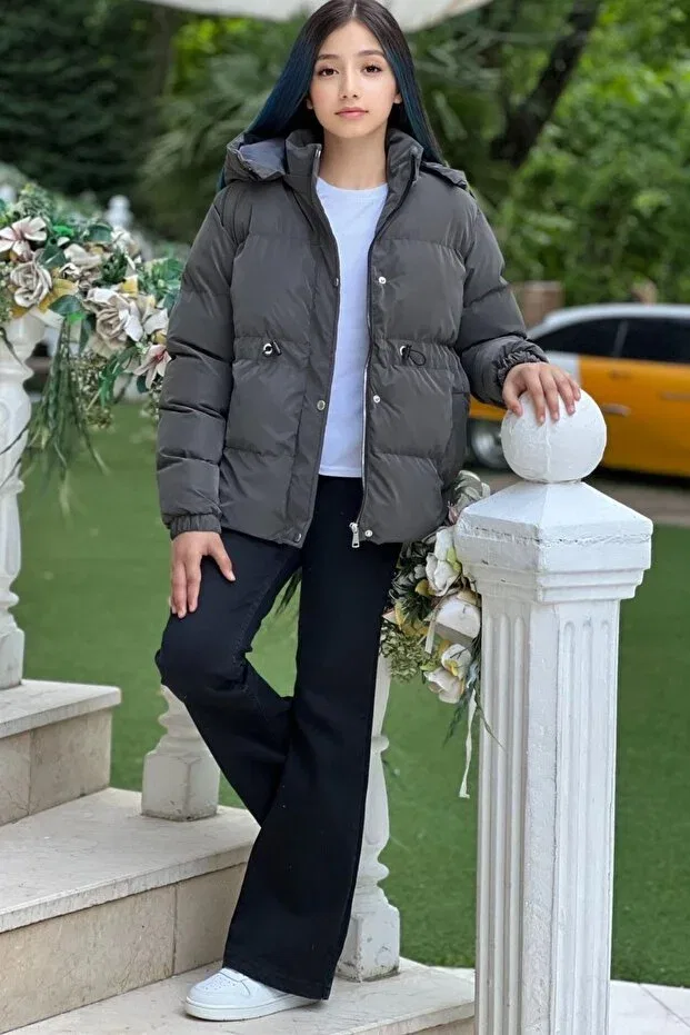 Детское зимнее пальто для девочек на молнии с капюшоном Zaziko Kids, Smoke Grey