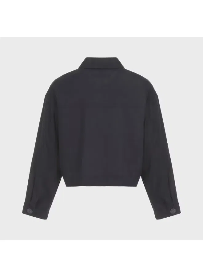 Куртка с длинным рукавом и воротником Zara, темно-синяя — фото 3