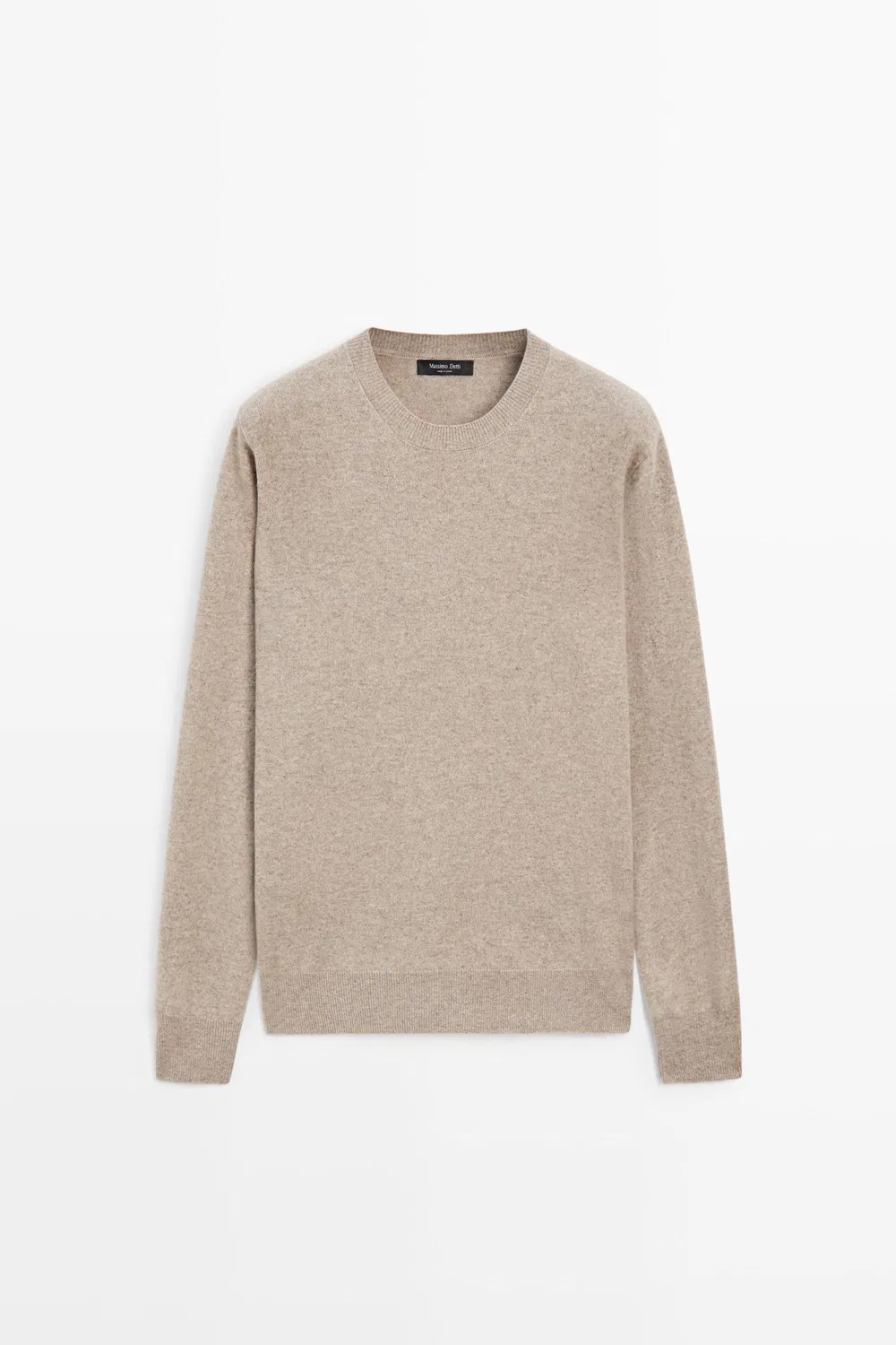 Свитер Massimo Dutti Wool Blend Round Neck Knit, бежево-серый — фото 2