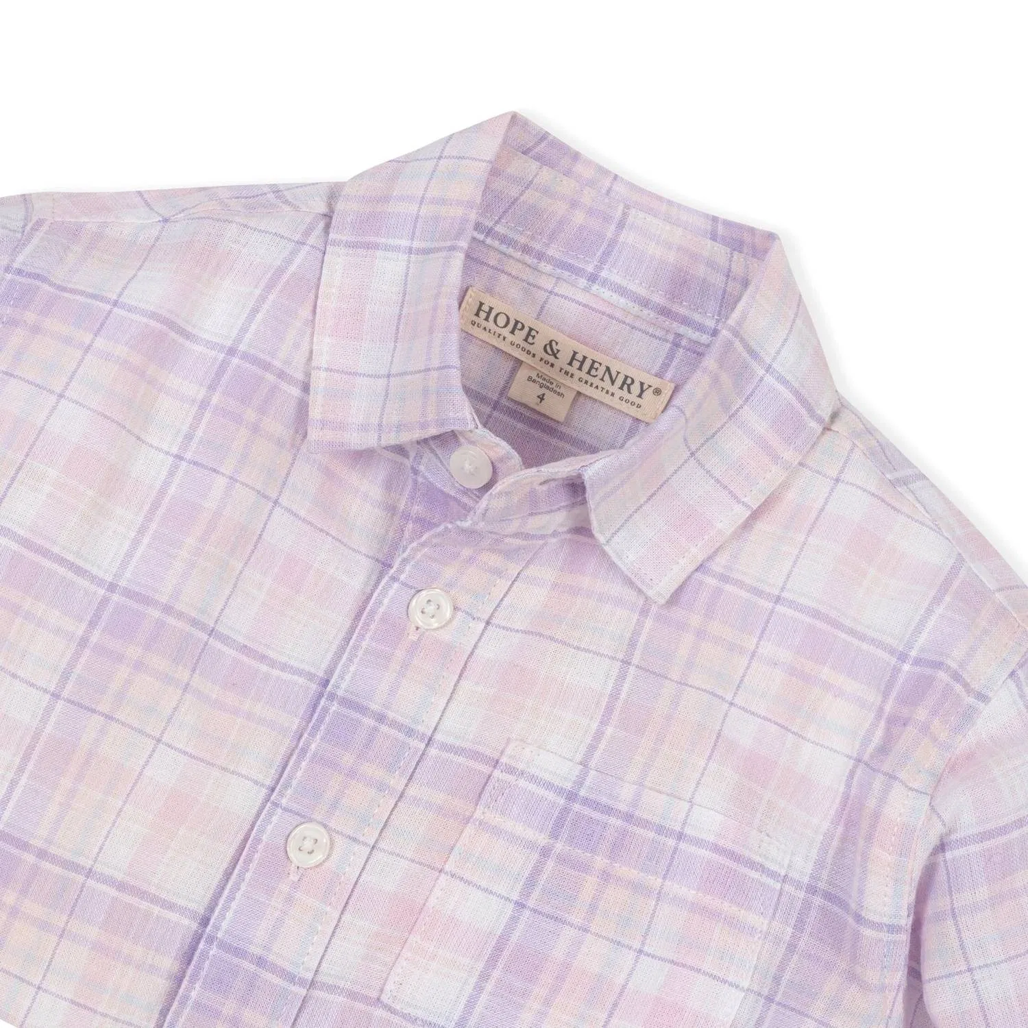 Детская рубашка для мальчиков с длинным рукавом на пуговицах Monet Plaid HOPE & HENRY, Monet Plaid — фото 4