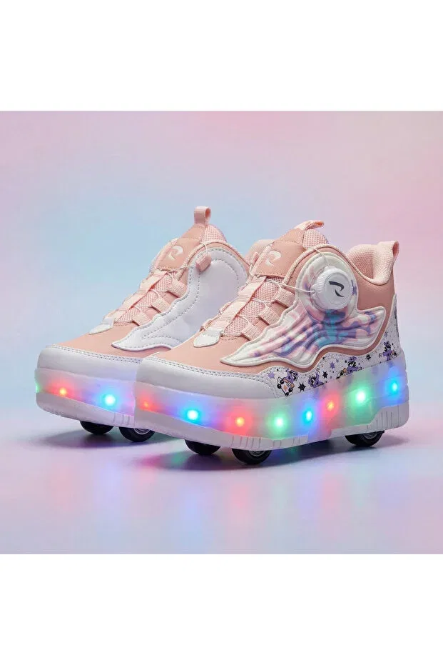 Детские туфли-оксфорды для девочек с принтом Roller skate shoes Rocky, Somon — фото 4