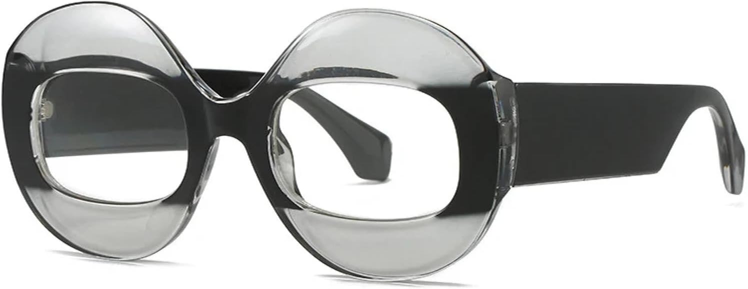 

Модные круглые солнцезащитные очки для женщин с контрастными цветами, ретро-очки с овальными линзами, прозрачными градиентными линзами, защита от УФ-излучения UV400, трендовые очки для мужчин HHZZYVY, Grey Black Clear