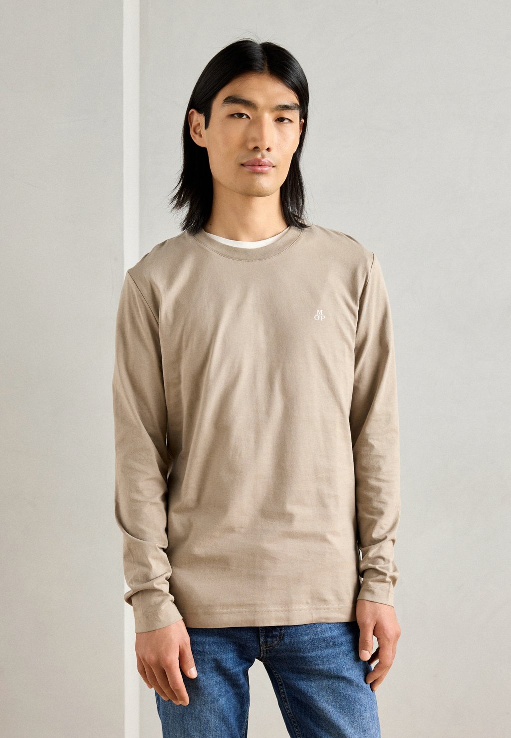 

Топ с длинными рукавами LONG SLEEVE CREW NECK ICON CHEST PRINT Marc O'Polo, бежевый