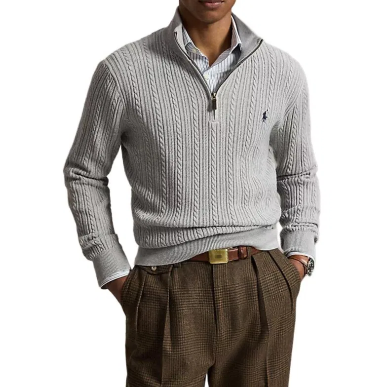 Мужской свитер с воротником-гольф Polo Ralph Lauren, Gray — фото 4