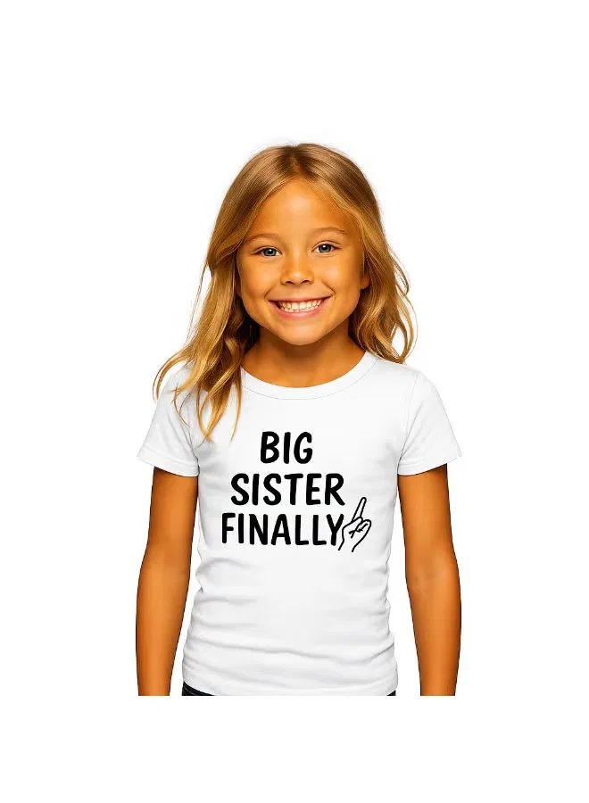 Футболка с принтом Big Sister Finally Matching Family Outfits, белый