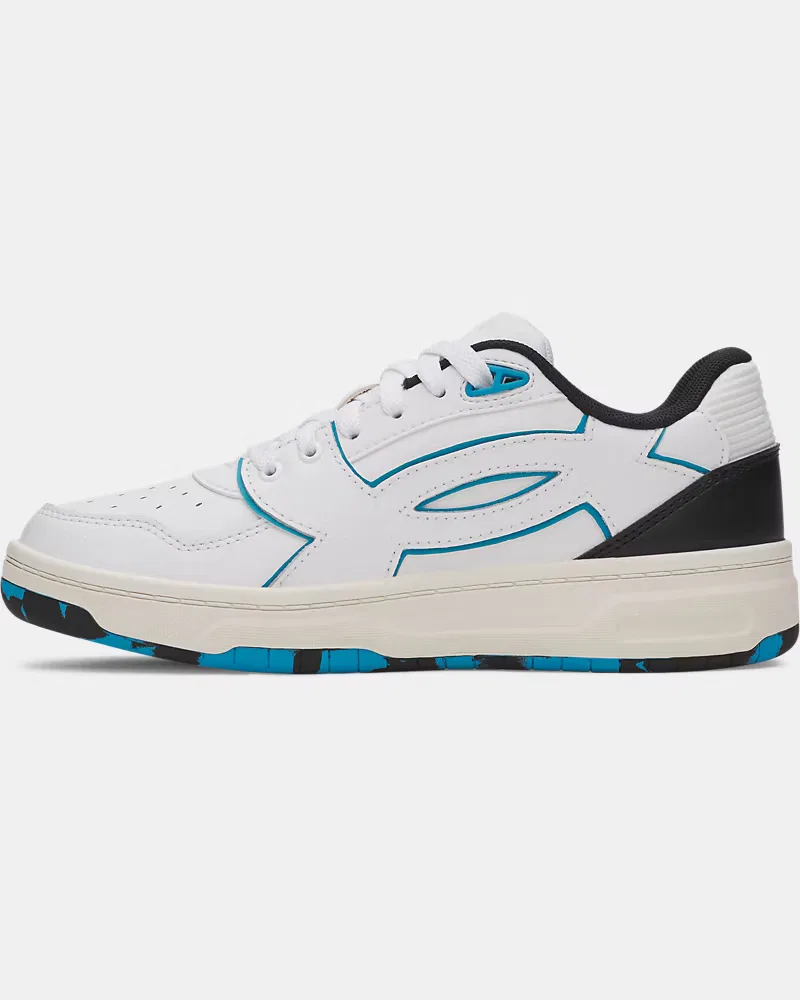 Кроссовки детские из натуральной кожи с амортизацией UA Flex UnderArmour, White/Stone/Capri — фото 2
