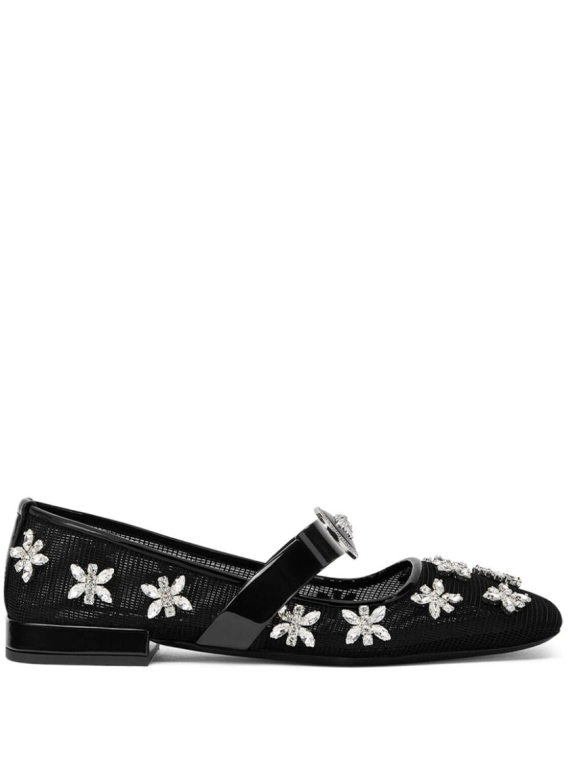 Versace балетки Gianni Ribbon с кристаллами, черный