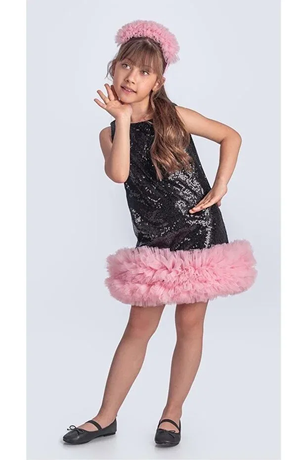 Детское платье для девочек с пайетками Sequin ifestos crowned tutu Mnk Baby&Kids, Black