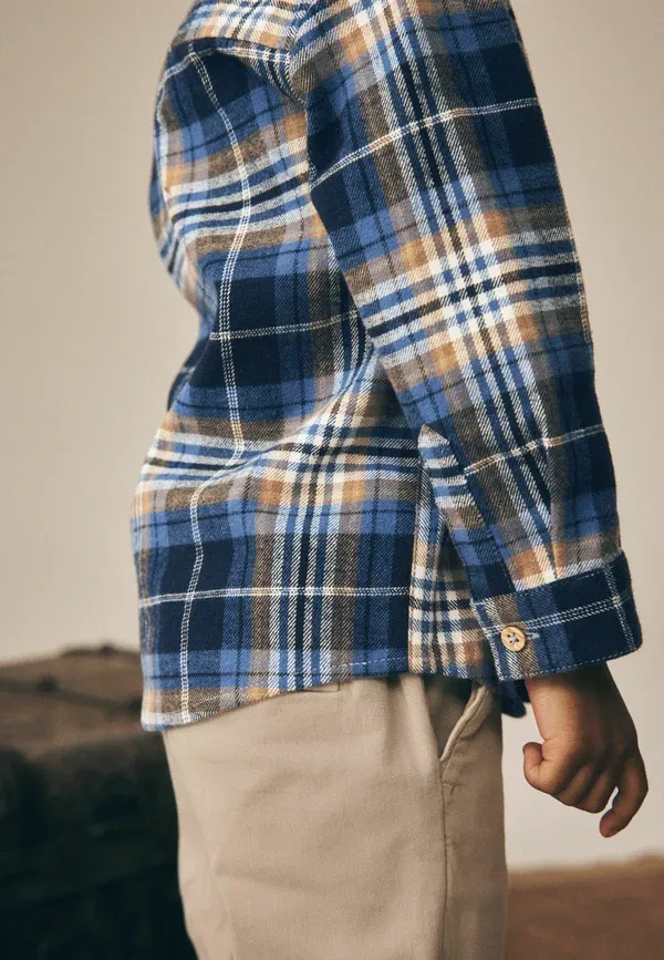 Рубашка с животными Next Regular fit - long sleeve check character shirt - button-down blouse, Next Bear Check, синий — фото 3