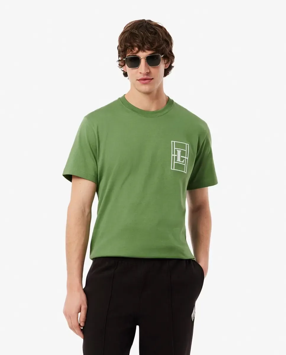 Мужская толстовка с короткими рукавами с вышивкой Lacoste, зеленый