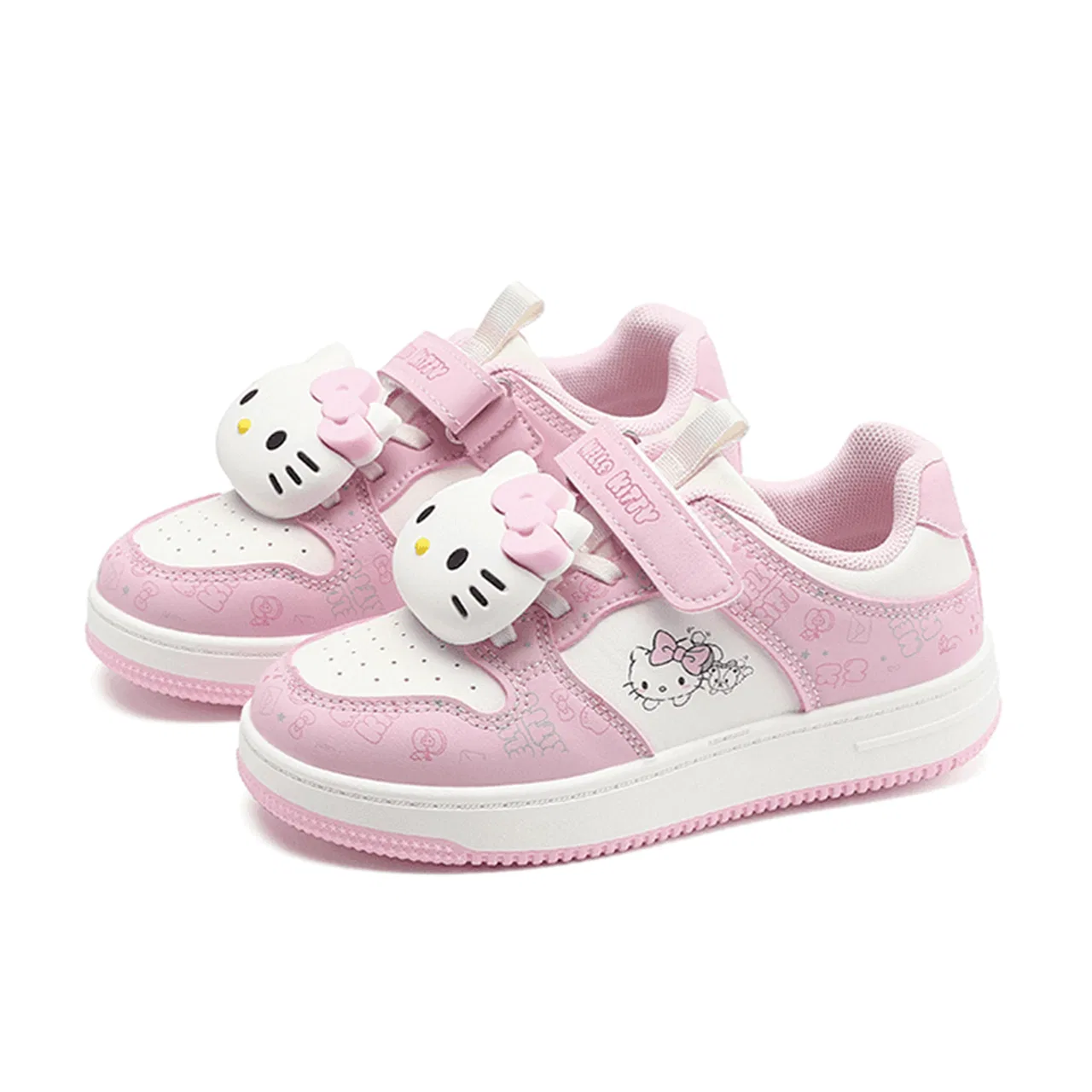 Детские кроссовки для скейтбординга Sanrio Hello Kitty, Rice Lotus Root Powders+Hello Kitty Shoe Buckle